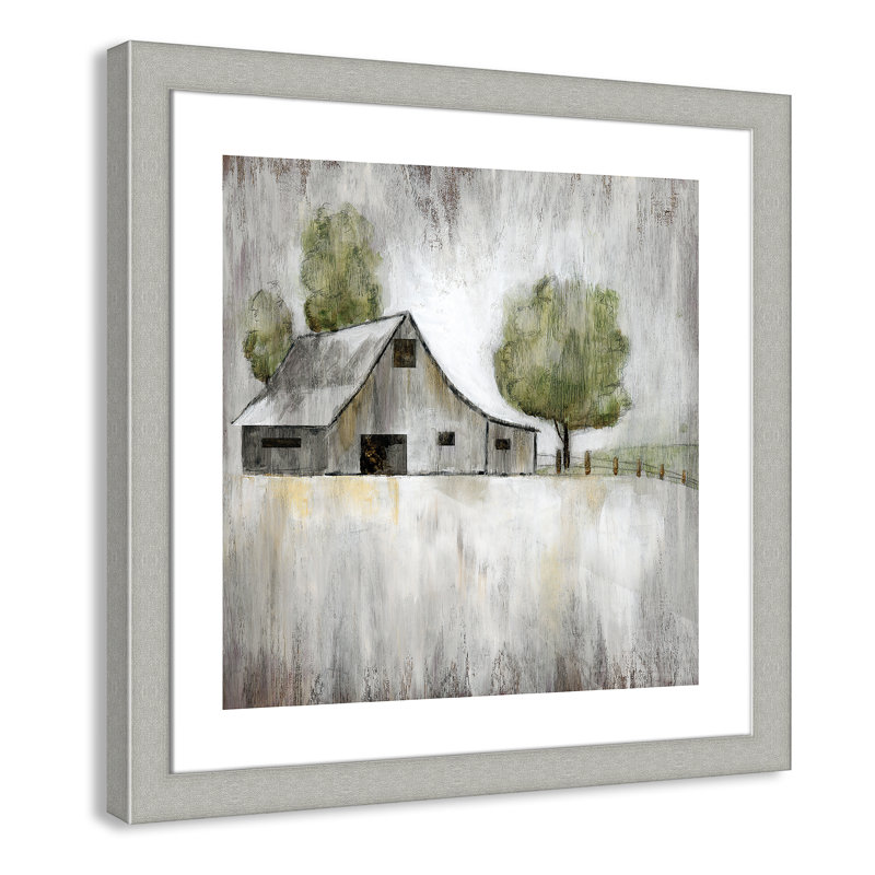 «Outten Weathered Barn» par Nan - reproduction d'art sur papier encadrée, H 25 po x l 25 po x P 1,25 po, Argent brossé