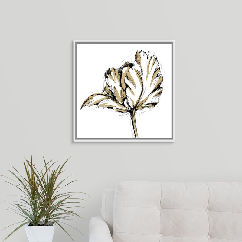«Gold Tulip III» par The Novogratz, reproduction d'art sur toile, H 20 po x l 20 po x P 1,25 po, Cadre flottant noir