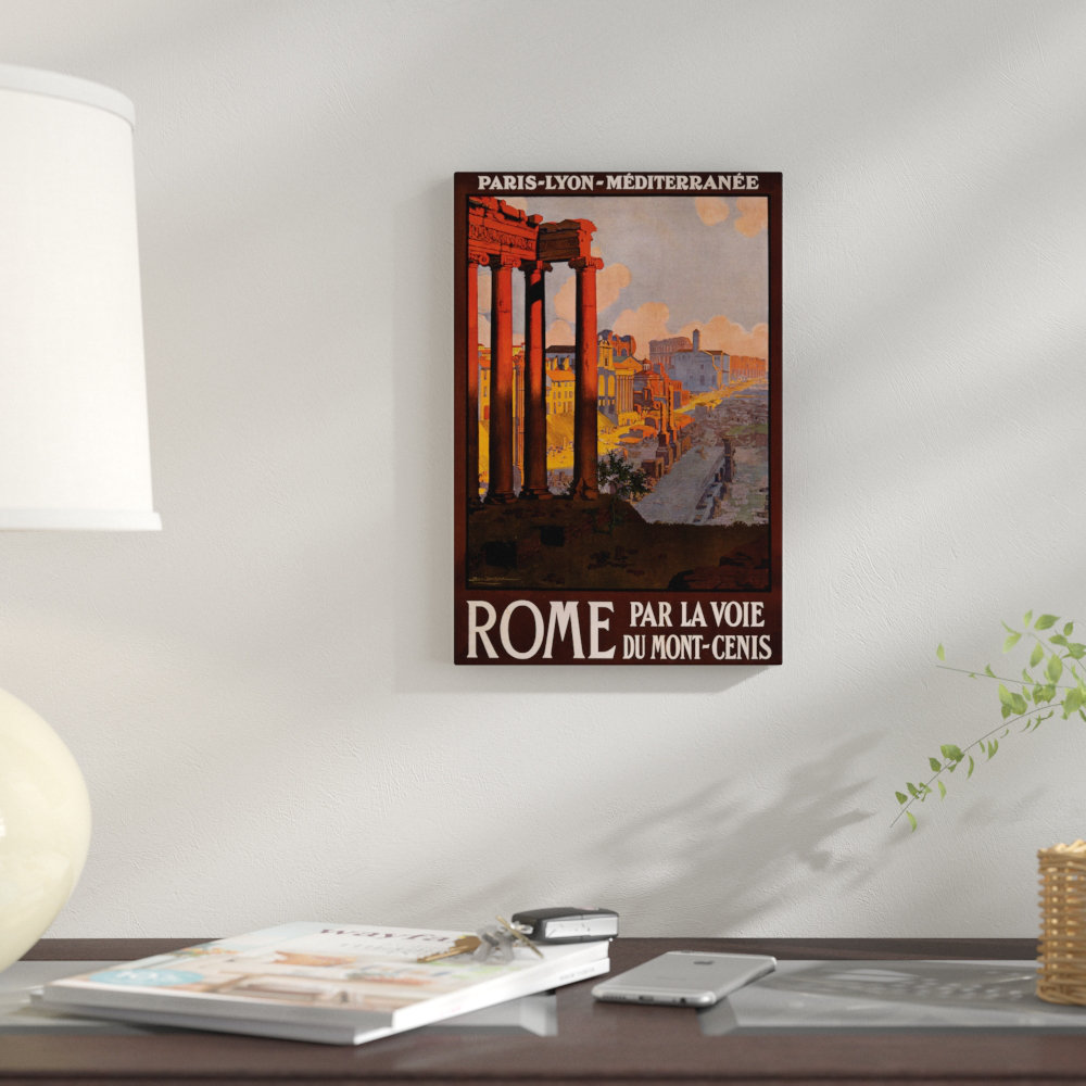 'Rome Travel Poster' Graphic Art Print on Canvas East Urban Home Mat
