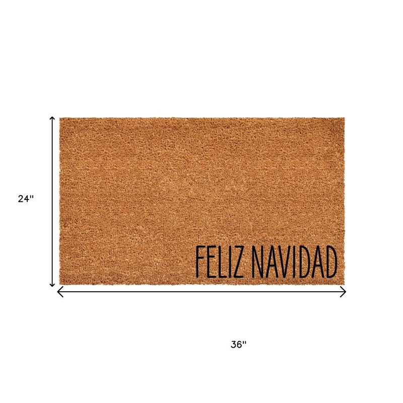 Paillasson 24 po x 36 po brun Feliz Navidad, l 24 pi x L 36 pi