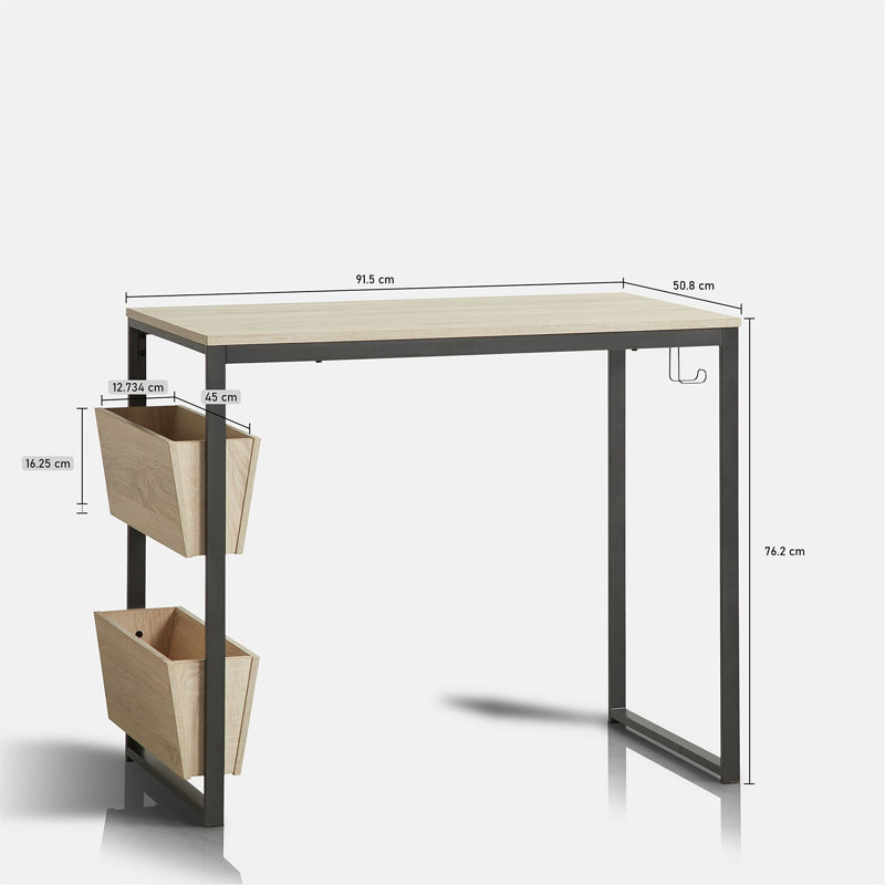 Reuland 91.5cm W Side Storage Writing Desk