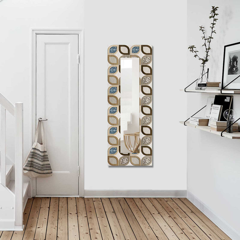Élégant miroir décoratif avec cadre en bois, 15,7 x 47,2 pouces | 100% toile sur panneau de fibres à densité moyenne, épaisseur: 0,12 pouce | Taille réelle du miroir: 7,9 po x 39,4 po | Décoration murale élégante pour le salon, la chambre à coucher et le vestibule