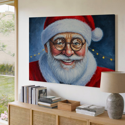 Sur toile, créez un portrait réconfortant d'un homme enjoué avec art mural Une barbe blanche moelleuse et un sourire chaleureux