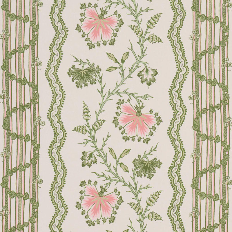 Parvati Floral Stripe Wallpaper, Green