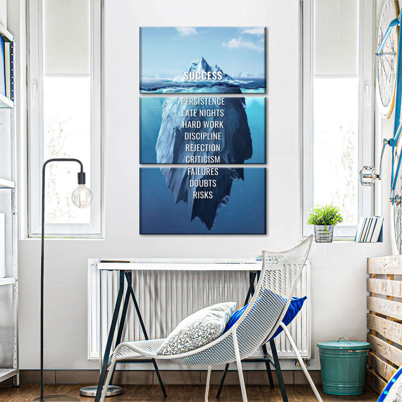 " Success Typography Multi Piece Canvas Print " 3 - Pieces, 74" H x 48" W x 1.25" D