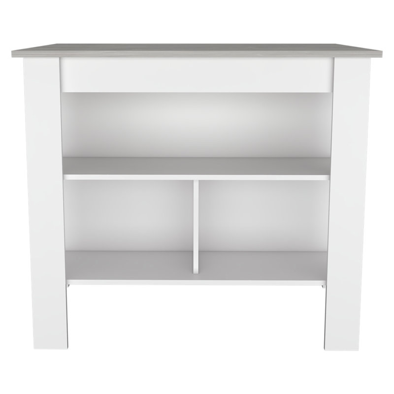Cala Kitchen Island, Four Legs, Three Shelves -White
