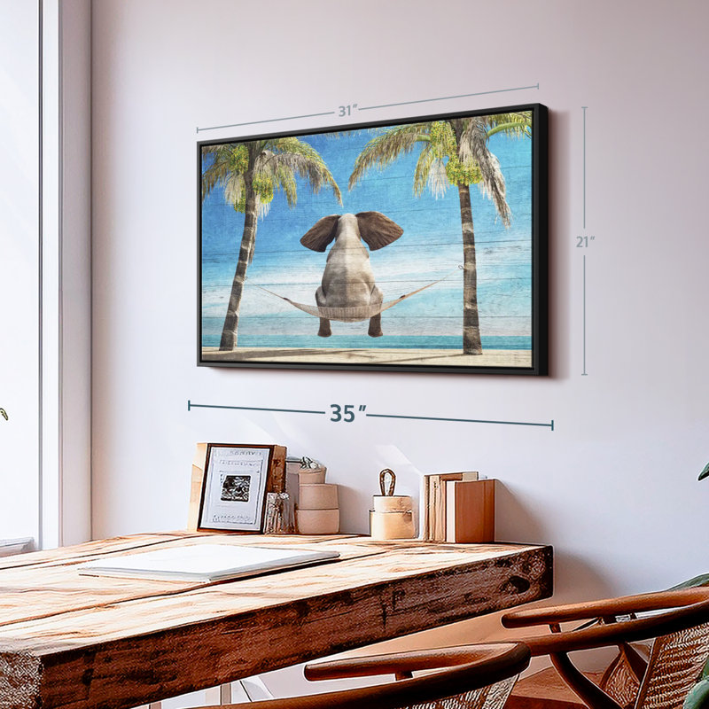 " Wooden Tropical Elephant Wall Art ", 21" H x 31" W