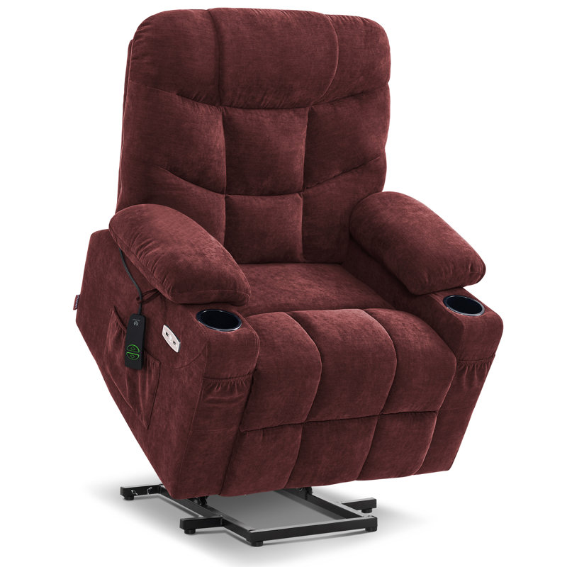 Fauteuil basculeur inclinable électrique avec repose-pieds prolongé Roder, revêtement en tissu, Mélange de coton rouge vin