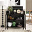 Modern Sideboard Buffet Cabinet With Tempered Figured Glass Doors, Flip Top, And Metal Frame For Versatile Storage And Elegant Display