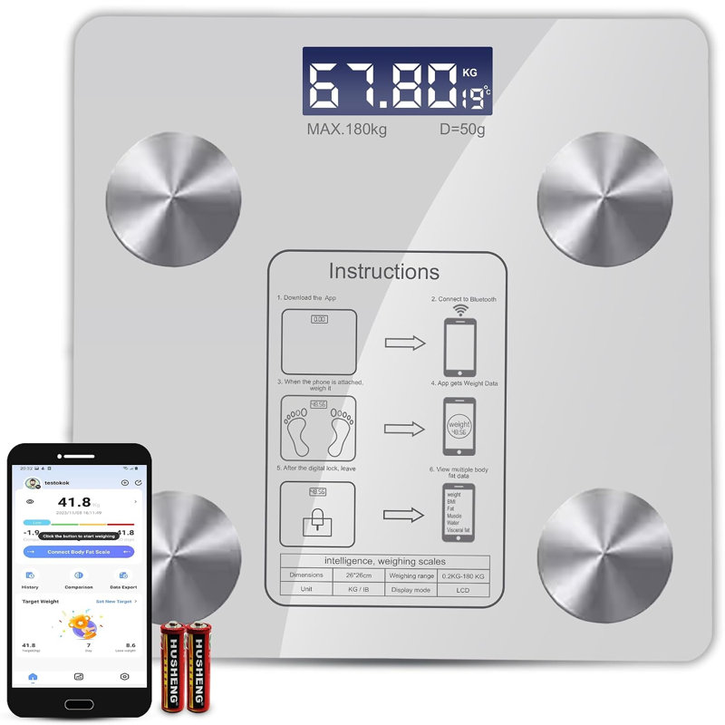 ATEK Digital Smart Bathroom Scale, Body Weight Scale (White)