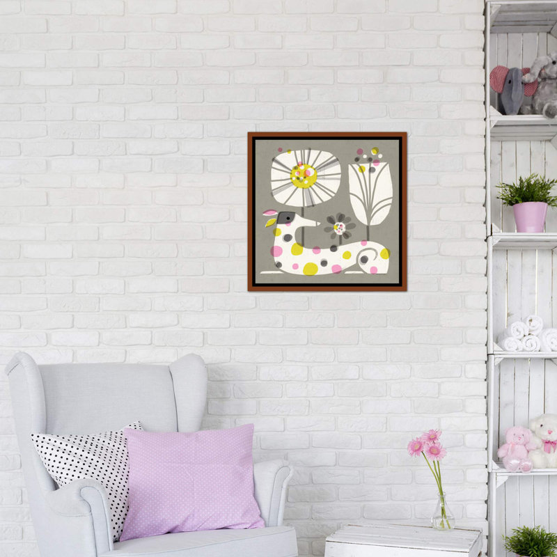«Dog Dots» par Terry Runyan - impression, Pas de tapis, H 26 po x l 26 po x P 1,5 po, Toile avec cadre brun