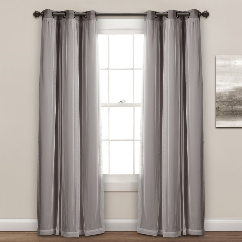 Blackout Curtain Pair, Dark Gray, 38" W x 108" L