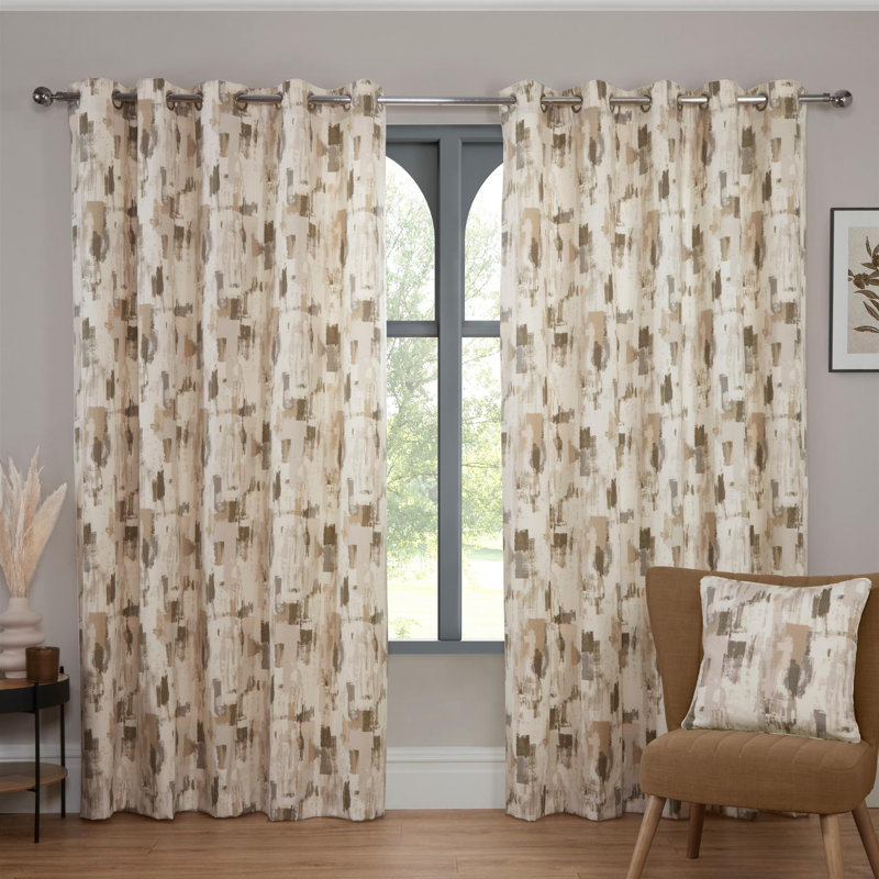 Cotton Blend Room Darkening Curtain Panel Pair, Putty, 66x72"