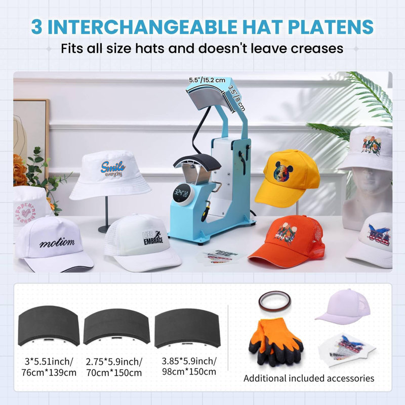 Presse à chapeau 3 en 1, Bleu