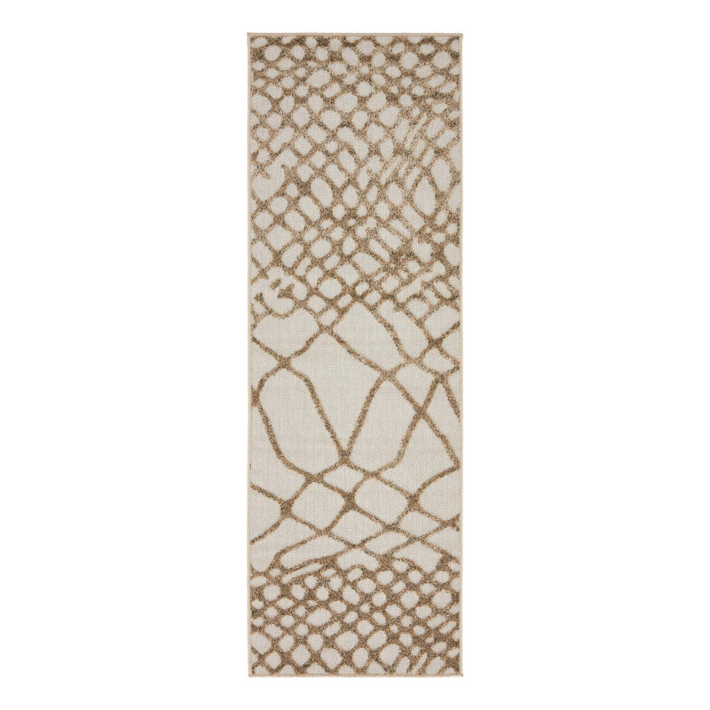Tapis intérieur / extérieur crème Kie, Tapis de couloir 2 pi x 6 pi 1 po