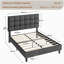 Size Modern Upholstered Bed Frame with Adjustable Square Tufted Headboard-93363910-99170190