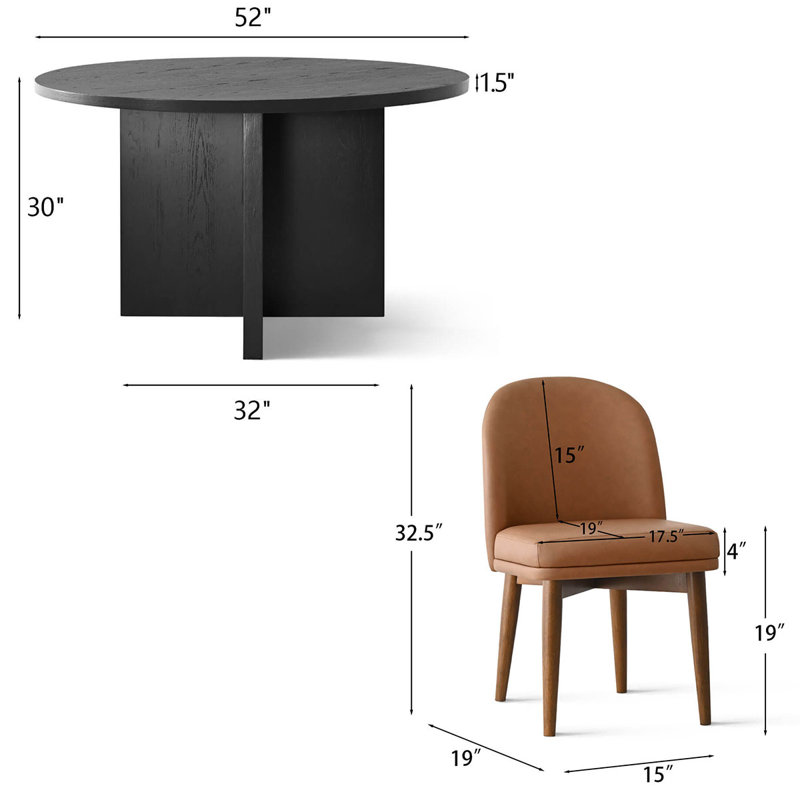 5-Piece Industrial Modern Round Dining Set