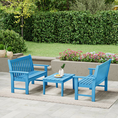 Banc 3 pièces avec table basse Poly