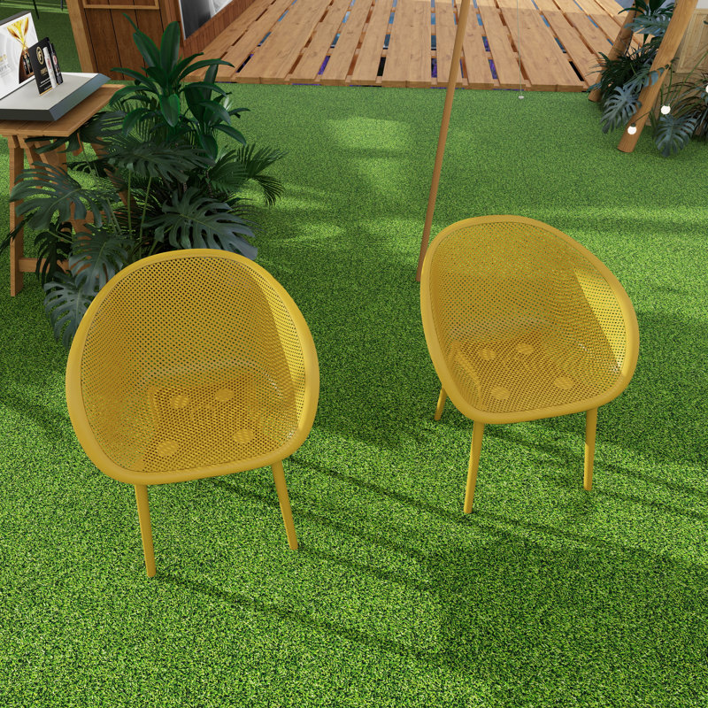 Indoor/Outdoor Lounge Chair Accent Chair (Set Of 2), Yellow