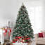 Arbre de Noël enneigé pré-décoré avec des pommes de pin, des baies et un support en métal pour un assemblage facile