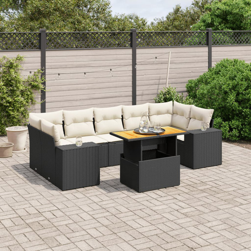 Vidaxl Garden Sofa Set Black, Cream White