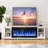 80"TV Stand With 50" Smart Wi-Fi Electric Fireplace, Entertainment Center Fits TVs Up to 90", Adjustable Shelves & Glass Doors