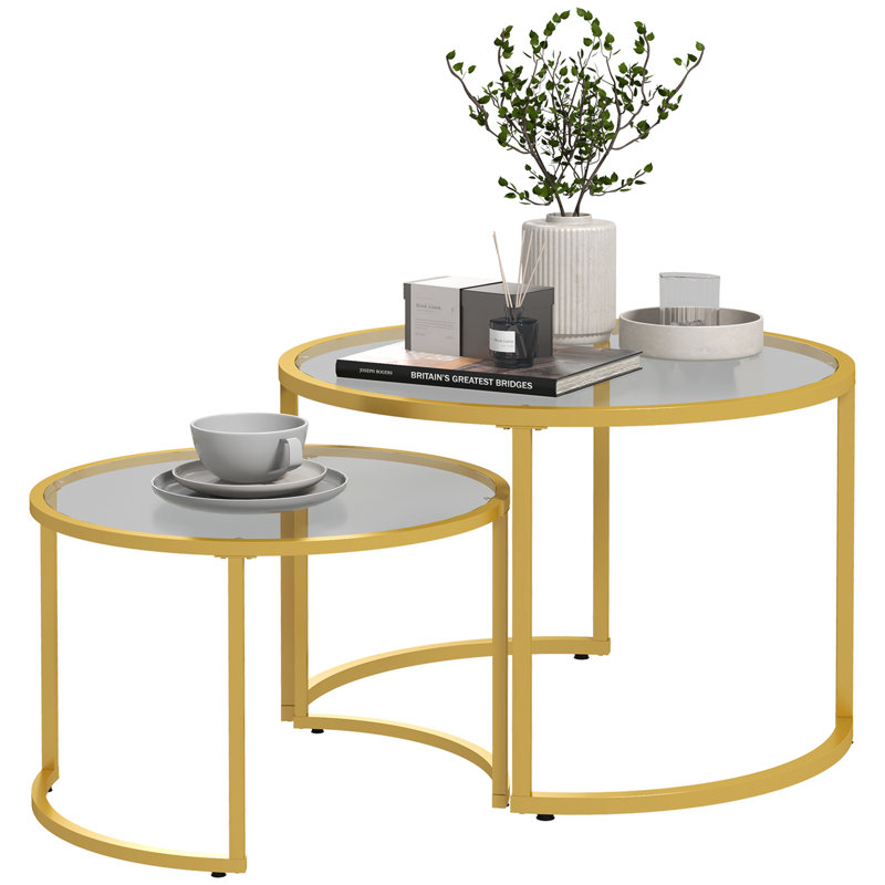 Okafor Glass Top Nesting Coffee Table