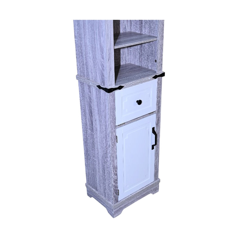 Gris et blanc, armoire de rangement pour salle de bain, grande tour à linge, étagère personnalisable, tiroir, espaces restreints