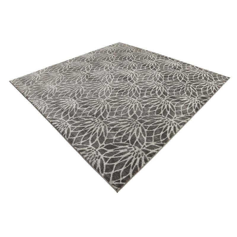 Tapis contemporain couleur pierre, Carré 7 pi 10 po x 7 pi 10 po