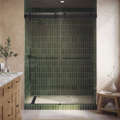  Porte de douche coulissante en verre trempé transparent sans cadre 44/48 po x 76 po Verona Air
