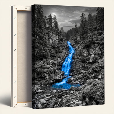 Blue Waterfall, reproduction d'art sur toile, ensemble de 1