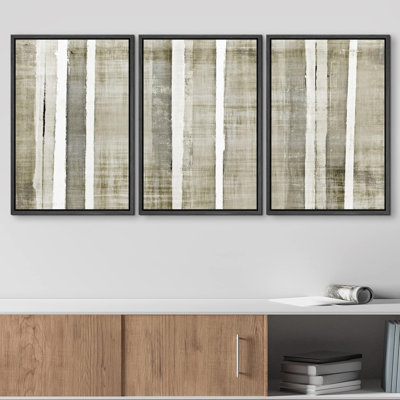 «Grunge Faded Grey and Tain», 3 pièces sur toile