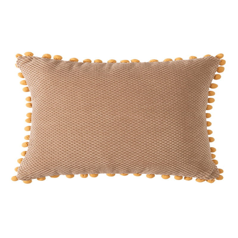  Coussin Pom-Poms, Polyester/ Bourre en polyester, Brun
