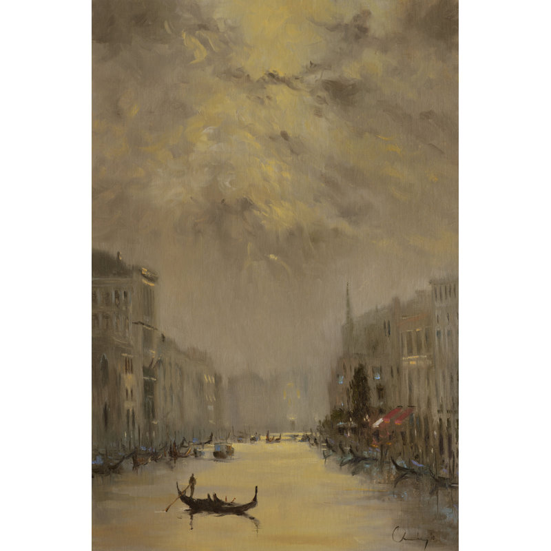 Venice Evening Gold 1 Piece Wrapped Canvas Wall Art, 30cm H x 20cm W x 3.8cm D