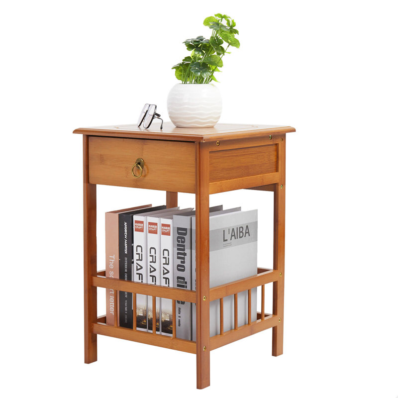 Pandorea Solid Wood End Table with Storage
