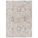 Oriental Area Rug in Taupe/Gray Blue