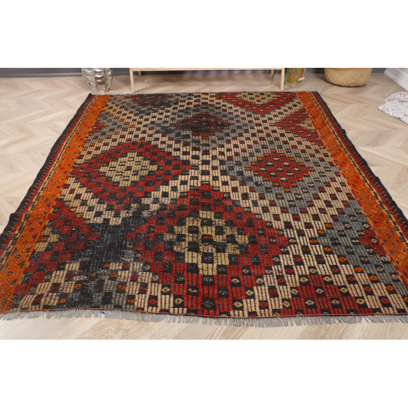 Tapis turc rétro vintage Oushak en rouge riche pour les salons élégants et les amateurs d'antiquités
