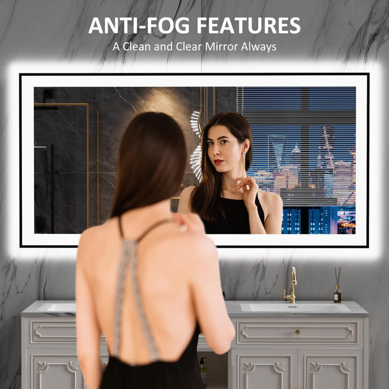 Frameless LED Bathroom Mirror,Smart Mirror, 60" x 30"