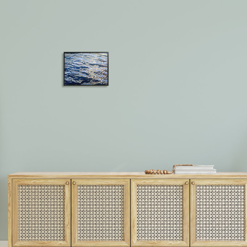 «Abstract Ocean Water Ripples Catching Sunlight Giclee», ensemble d'art texturé par Alan Weston, Giclée encadrée noir minuit