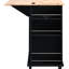 Îlot de cuisine avec prise électrique et rallonge pliable. Noir Porte-bouteilles, rangement latéral. Armoire sur support facile à utiliser et à nettoyer - noir-1330792397