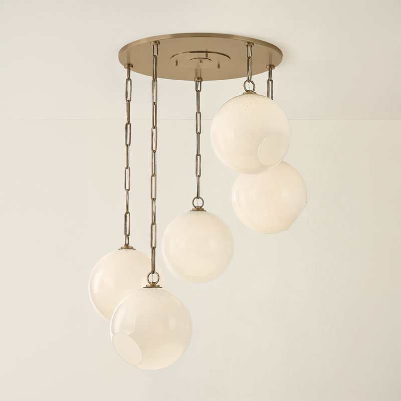 Troy Lighting Bramble Chandelier in Patina Brass, 5 Lights, 14.25" H x 35" W x 35" D
