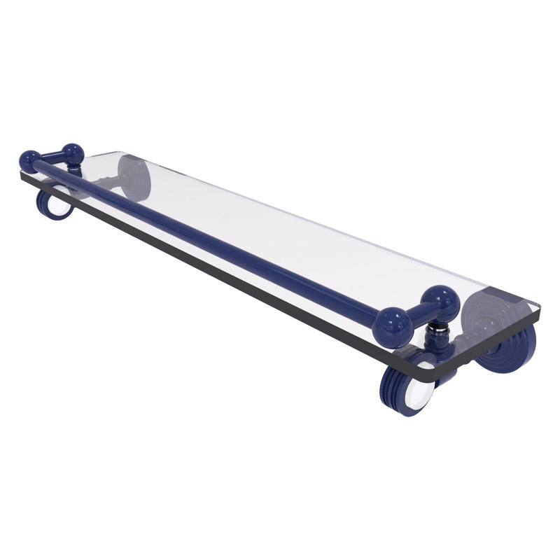 Pacific Grove Collection Inch Gallery Glass Shelf with Dotted Accents PG, H 3,5 po x l 22 po x P 5,5 po, Bleu méditerranéen