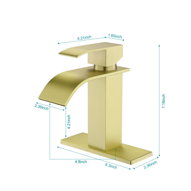 Brushed Gold Stainless Steel Single Handle Bathroom Faucet