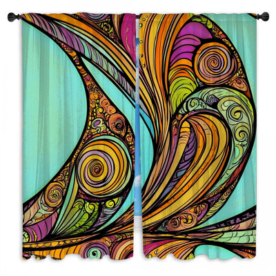 Abstract Window Curtains  Art Sheer & Room Darkening - 2 Panels