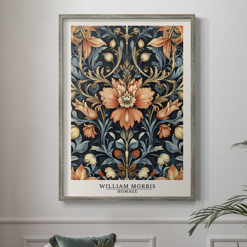 WM MORRIS Series DCCCLXI Framed Print - Solid Wood, 11" H x 9" W