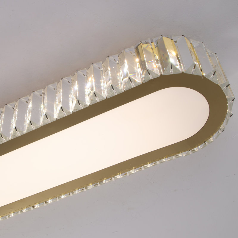 Plafonnier encastré à 1 lumière DEL rectangulaire en cristal Tranae, 38.6" W x 5.9" D