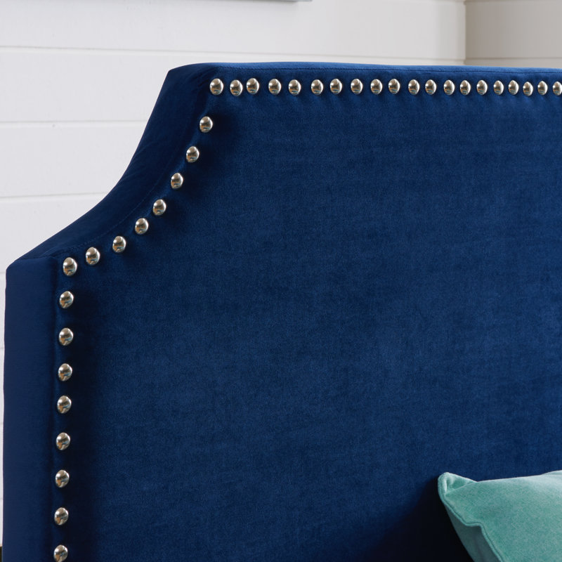Tête de lit tapissier Hawtree, Velours bleu saphir, Double / Grand