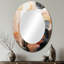 Harmonie abstraite dorée et blanche III - Miroir décoratif ovale abstrait sur métal-1687784147