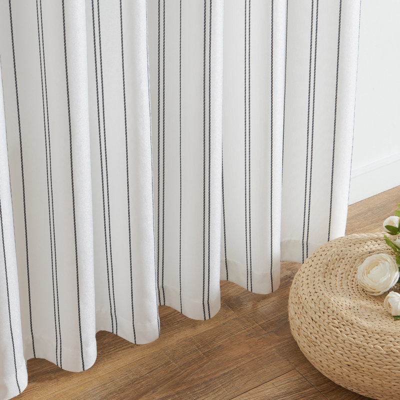 Curtains for Living Room Bedroom, 50" W x 63" L, Black/White Striped