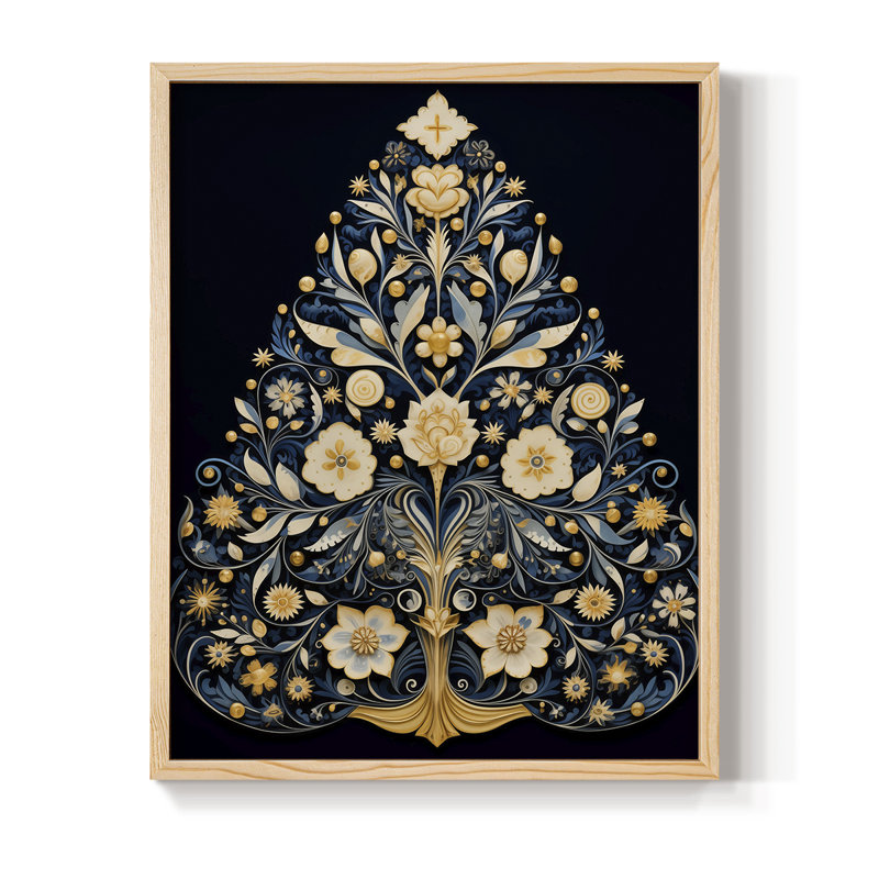 «Christmas Holiday Art» DCXLIX, reproduction d'art encadrée - bois massif, Naturel, H 11 po x l 9 po